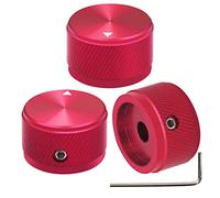 mxuteuk 3 piezas rojo aleación de aluminio potenciómetro perilla de control volumen audio guitarra eléctrica bajo tipo de tornillo 25 x 15,5 mm (diámetro * altura) KNOB-06-25R