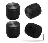 mxuteuk 4 piezas negro aleación de aluminio potenciómetro perilla de control volumen audio guitarra eléctrica bajo tornillo tipo 17 x 16 mm (diámetro * altura) KNOB-04-BK