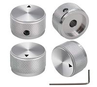 mxuteuk 4 piezas potenciómetro de aleación de aluminio plateado perilla de control volumen audio guitarra eléctrica bajo tornillo tipo 25 x 15.5 mm (diámetro * altura) KNOB-03-25SR