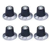 mxuteuk 6 piezas Negro con plata Potenciómetro Perilla de control Volumen Audio Guitarra eléctrica Bajo Tipo de tornillo 29 x 18 mm (diámetro * altura) KNOB-C-2