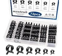 mxuteuk 72 abrazaderas de manguera de resorte, línea de combustible, manguera de vacío de silicona, abrazaderas de aire de baja presión y manguitos de repuesto para automóvil, kit de fijación de 6