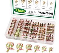 mxuteuk 72Pcs Feder-Schlauchschellen 6 Größen 7-17mm Kraftstoffleitung Silikon Vakuschlauch Niederdruck Luftschellen & Sleeving Automotive Ersatz Fastener Assortment Kit