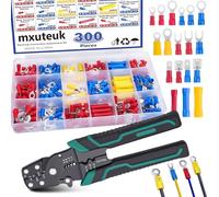 mxuteuk Juego de 301 herramientas de crimpado con alambre aislado conector eléctrico, surtido con anillo, pala, a tope, desconexión rápida, crimpado, pinzas para cables automotrices