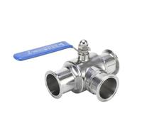 MXXDMOPD Válvula de Bola Sanitaria 3 vías, 19mm, 25mm, 51mm, Acero Inoxidable, Manual Calidad alimentaria, Triple Abrazadera, válvula direccional liberación rápida