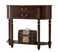 MXXIEYIDUO Mesa de Consola Retro de Madera Maciza con 2 Cajones y Estantes Abiertos, Mesa Auxiliar Semicircular para Sofá, Adecuada para Salas de Estar, Recibidores y Pasillos(110x30x90cm/43x12x35in)