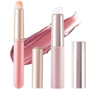 Mxxipp 2 aplicadores de labios de silicona con cubierta, cepillo de labios de silicona de cabeza redonda, aplicador de maquillaje portátil para bálsamo labial, esmalte labial, lápiz labial, sombra de