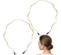 Mxxipp 2 diademas finas de metal para mujer, antideslizantes, onduladas, accesorios de moda para cabello largo, corto, liso, rizado, ondulado, dorado