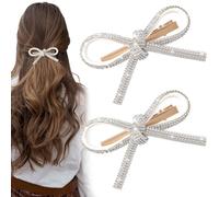 Mxxipp 2 pinzas para el pelo con diamantes de imitación para mujeres y niñas, fiestas, Halloween, Día de la Madre, color plateado y blanco