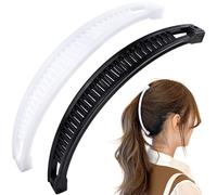 Mxxipp 2 pinzas para el pelo de plátano para mujer, antideslizantes, grandes, pinzas clásicas de doble peine, accesorios para el cabello grueso, fino, lacio, rizado, largo, corto, negro y blanco
