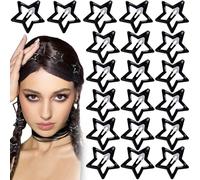 Mxxipp 20 pinzas de pelo de estrella para mujer, pasadores de metal antideslizantes, accesorios de peinado Y2K para mujer, gruesos, finos, lacios, rizados, largos, cortos, color negro