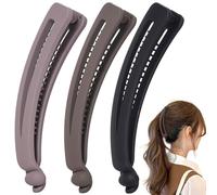 Mxxipp 3 pinzas de plátano francés, antideslizantes, clásicas, grandes, con forma de pez, soporte para el pelo para mujer, rizado, liso, largo, grueso, fino, morado, café oscuro y negro