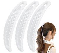 Mxxipp 3 pinzas de plátano francés, antideslizantes, clásicas, grandes, para peinado, soporte para el cabello para mujer, rizado, liso, largo, grueso, fino, color blanco