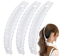 Mxxipp 3 pinzas de plátano francés, antideslizantes, clásicas, grandes, para peinado, soporte para el cabello para mujer, rizado, liso, largo, grueso, fino, transparente