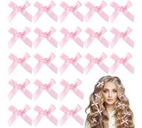 Mxxipp 30 mini pinzas para el pelo de lazo rosa para mujer, lazo pequeño de satén, moño pequeño Y2K, accesorios para Navidad, bodas, día de San Valentín
