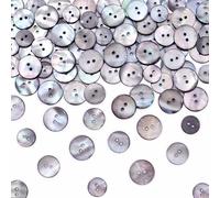 Mxxipp 45 botones de perlas con 2 agujeros, botones de concha de nácar natural, 15 mm, 18 mm, 20 mm, botón redondo para coser ropa, blazer, trajes, camisas, color gris
