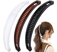 Mxxipp 6 pinzas de pelo de plátano para mujer, antideslizantes, grandes, pinzas clásicas de doble peine, accesorios para el cabello grueso, fino, lacio, rizado, largo, corto, blanco, negro y café