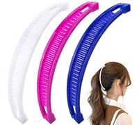 Mxxipp 6 pinzas de plátano francés, antideslizantes, clásicas, grandes, con forma de pez, soporte para el pelo para mujer, rizado, liso, largo, grueso, fino, rojo rosa, azul y blanco