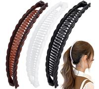 Mxxipp 6 pinzas de plátano francés, antideslizantes, clásicas, grandes, para peinado, soporte para el cabello para mujer, rizado, liso, largo, grueso, fino, café, negro y blanco