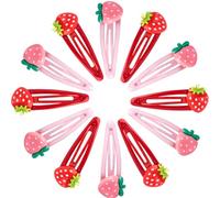 Mxxipp 6 pinzas para el pelo de fresa para mujer, antideslizantes, bonitas horquillas de fresa, accesorios para cabello grueso, fino, largo, corto, liso, rizado, rosa y rojo