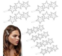 Mxxipp 8 horquillas de estrella para mujer, con diamantes de imitación brillantes, antideslizantes, accesorios para cabello largo, corto, liso, rizado, color plateado