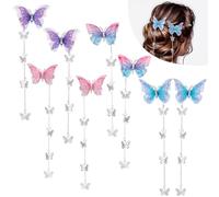 Mxxipp 8 horquillas de mariposa con borlas para mujer, antideslizantes, 3D, con diseño de mariposa, bonitos accesorios decorativos para el cabello, para San Valentín, boda, graduación, regalo de
