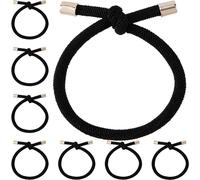 Mxxipp 8 lazos negros anudados para el cabello para mujer, antideslizantes, elásticos, para coleta, bandas elásticas ajustables para el cabello, accesorios para cabello grueso y fino