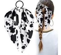 Mxxipp Banda para el pelo con estampado de vaca para mujer, antideslizante, con lazo para orejas de conejo, lazo elástico, soporte para cola de caballo, accesorios para cabello rizado, liso, fino,