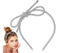 Mxxipp - Pinzas para el pelo con lazo, diadema plateada, pinzas con lazo de cristal, accesorios para el cabello con diamantes de imitaci n antide