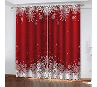 MXYHDZ Cortinas Dormitorio Opacas - Patrón de Navidad Rojo Impresión 3D, Decoracion de Ventanas Salon Termicas Aisantes Frio y Calor - 234 x 229 cm para Oficina, Dormitorio habitación de los niños.