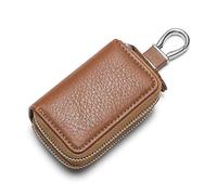 MXYUANHANG Funda Llave Coche para Seat Ibiza 2008 to 2017, PU Cuero Protector Duradero Soporte Cremallera Bolsa Organizador,Brown