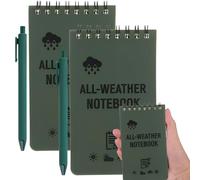 MXYZQDE 2pcs Bloc de notas impermeable y 2 bolígrafos impermeable Bloc de notas 3 x 5 pulgadas verde reutilizable para actividades al aire libre registro adecuado para estudiantes y personal utilizado
