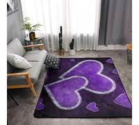 MXZERFKGLA Alfombra antideslizante con corazones morados para sala de estar, alfombra vintage para sala de estar, alfombra lavable para dormitorio, comedor, decoración del hogar, alfombra grande 160 x
