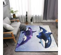 MXZERFKGLA Alfombra antideslizante de orca para sala de estar, alfombra vintage para sala de estar, alfombra lavable para dormitorio, comedor, decoración del hogar, alfombra grande de 160 x 120 cm