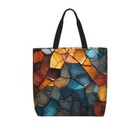 MXZERFKGLA Bolsa de compras reutilizable para mujer, con bolsillo interior, diseño de pavo real azul, Fragmentos, Talla única