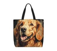 MXZERFKGLA Bolsa de compras reutilizable para mujer, con bolsillo interior, diseño de pavo real azul, golden retriever, Talla única