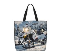 MXZERFKGLA Bolsa de compras reutilizable para mujer, con bolsillo interior, diseño de pavo real azul, Moto de nieve, Talla única