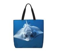 MXZERFKGLA Bolsa de compras reutilizable para mujer, con bolsillo interior, diseño de pavo real azul, Rayas de animales marinos, Talla única