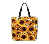 MXZERFKGLA Bolsa de compras reutilizable para mujer, diseño de hongos rojos, con bolsillo interior, girasoles, Talla única