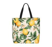 MXZERFKGLA Bolsa de compras reutilizable para mujer, diseño de hongos rojos, con bolsillo interior, Limones y hojas de limón, Talla única