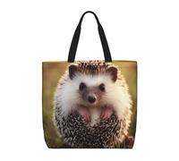 MXZERFKGLA Bolsa de mano para mujer, reutilizable, con rayas mexicanas coloridas, bolsas de compras con bolsillo interior, erizo, Talla única