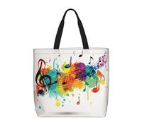 MXZERFKGLA Bolsa de mano para mujer, reutilizable, con rayas mexicanas coloridas, bolsas de compras con bolsillo interior, Temática de música abstracta, Talla única