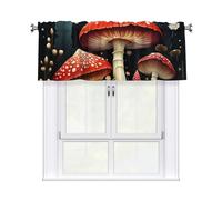 MXZERFKGLA Cortinas de cocina con cenefa de ventana de 137 x 45 cm, cenefas de hongos rojos para ventanas, cenefa de cortina corta vintage para cocina, comedor, baño, dormitorio, decoración del hogar