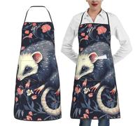 MXZERFKGLA Delantales impermeables para mujeres y hombres, babero ajustable, vintage, bandera de Estados Unidos, delantal de cocina para chef, Patrón de zarigüeya, Talla única