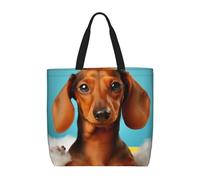 MXZERFKGLA Londres - Bolsa de compras reutilizable para mujer, con bolsillo interior, Perro Dachshund, Talla única