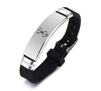 MXZHTSEC Pulsera de acero inoxidable inspirada en el anime, pulsera ajustable, ligera y cómoda, M, Sin gemas., Negro -