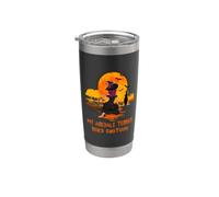 My Airedale Terrier Rides Shotgun Dog and Witch Halloween Vaso térmico de acero inoxidable de doble pared