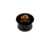 My Akita Rides Shotgun Dog and Witch Funny Halloween PopSockets PopGrip Adhesivo