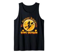 My Alaskan Malamute Rides Shotgun Dog Halloween Costume Camiseta sin Mangas
