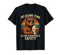 My Alone Time Is For Everyones Safety Funny Bear Retro Camiseta