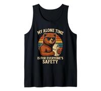My Alone Time Is For Everyones Safety Funny Bear Retro Camiseta sin Mangas